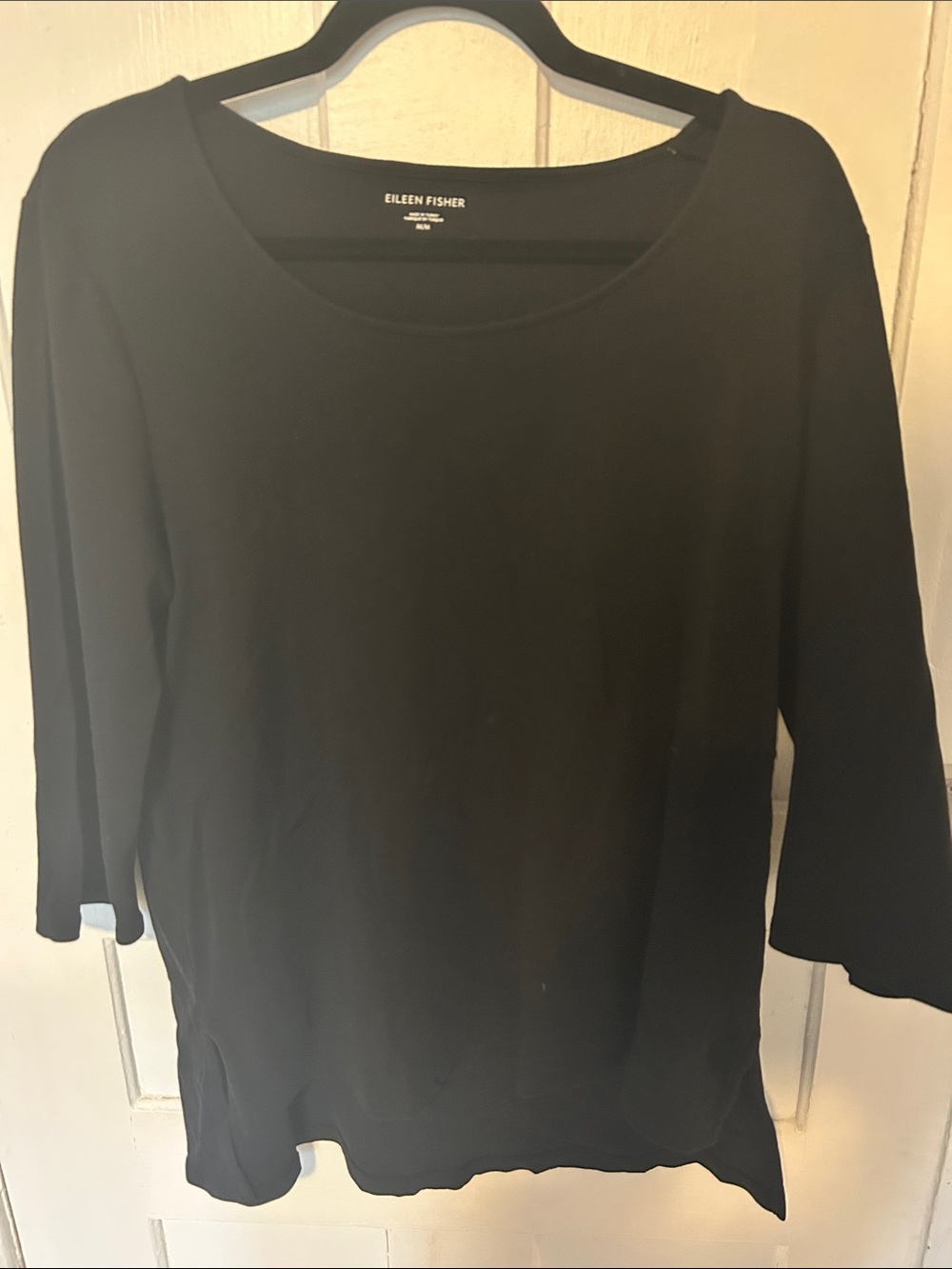 Eileen Fisher Black Scoop Neck Long Sleeve Tee
